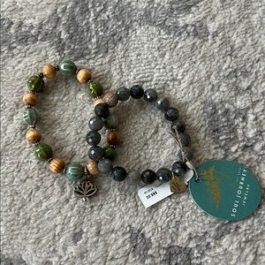 Green and Black Beaded Bracelets